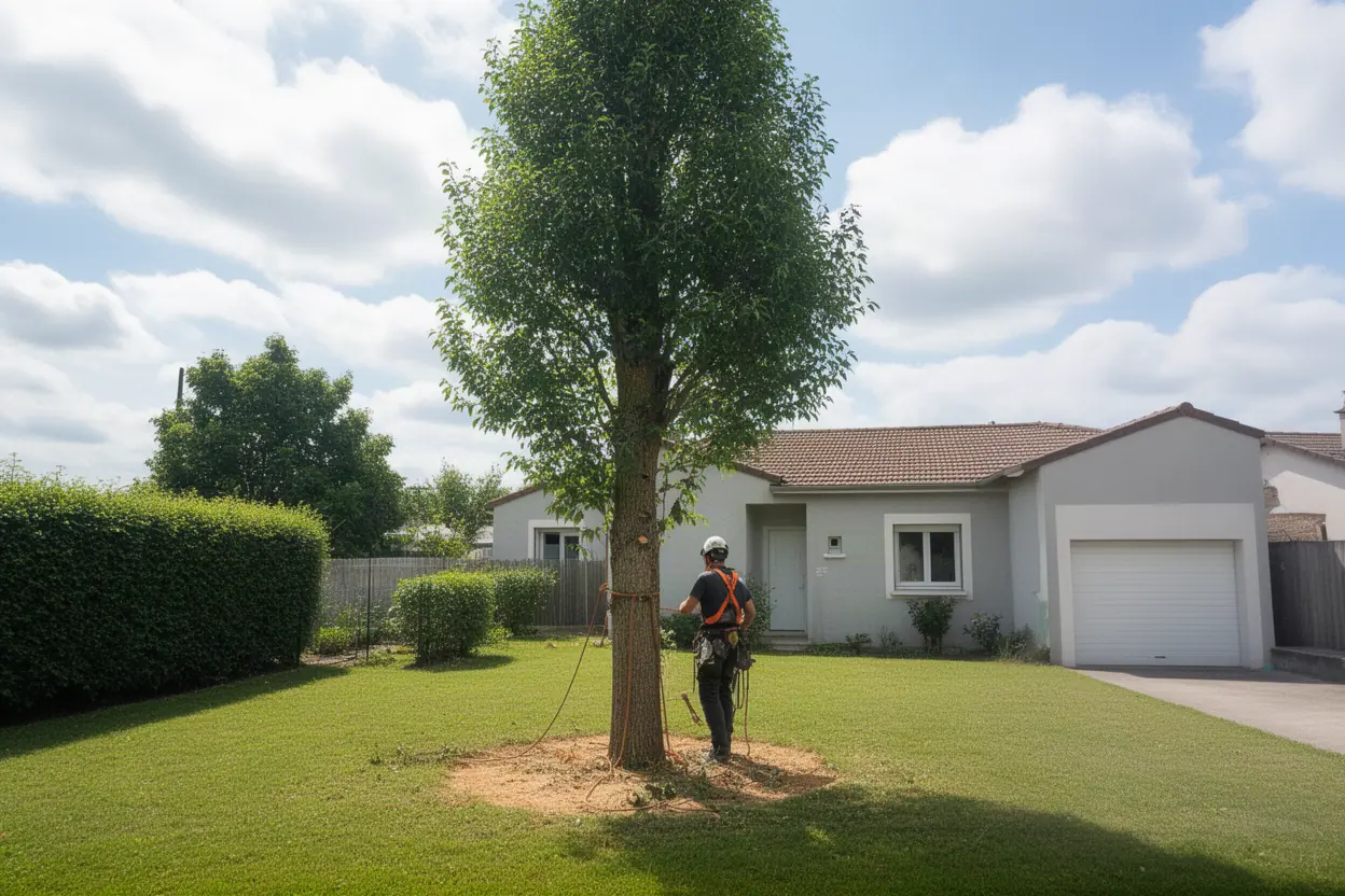 Abattage d’un arbre près d’une maison à Poitiers