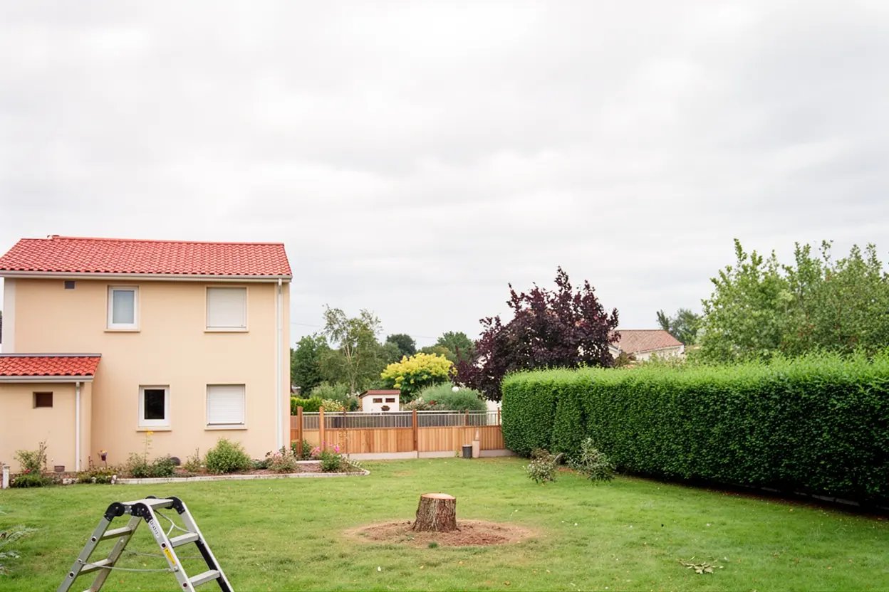 Jardin dégagé après abattage à Buxerolles