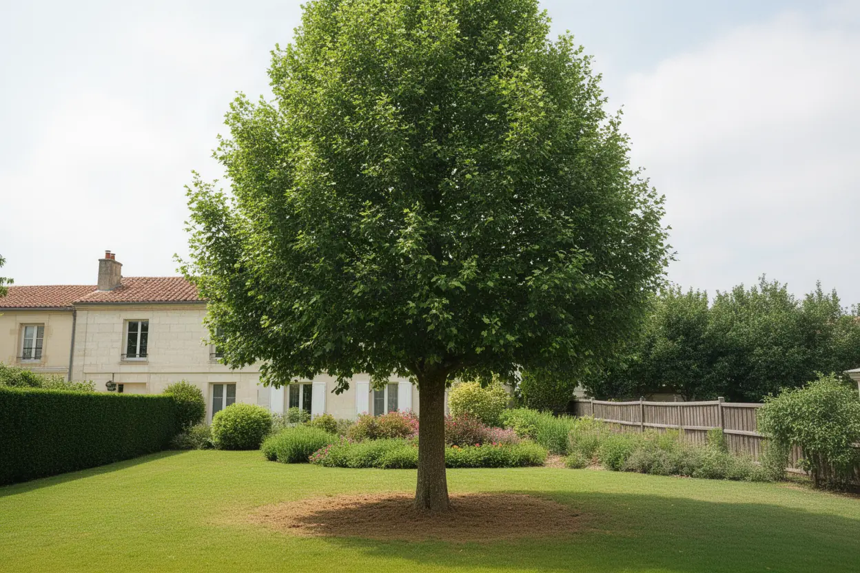 Arbre isolé dans une pelouse à Poitiers avant abattage
