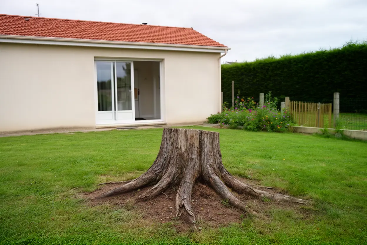 Souche visible avant intervention à Mignaloux-Beauvoir