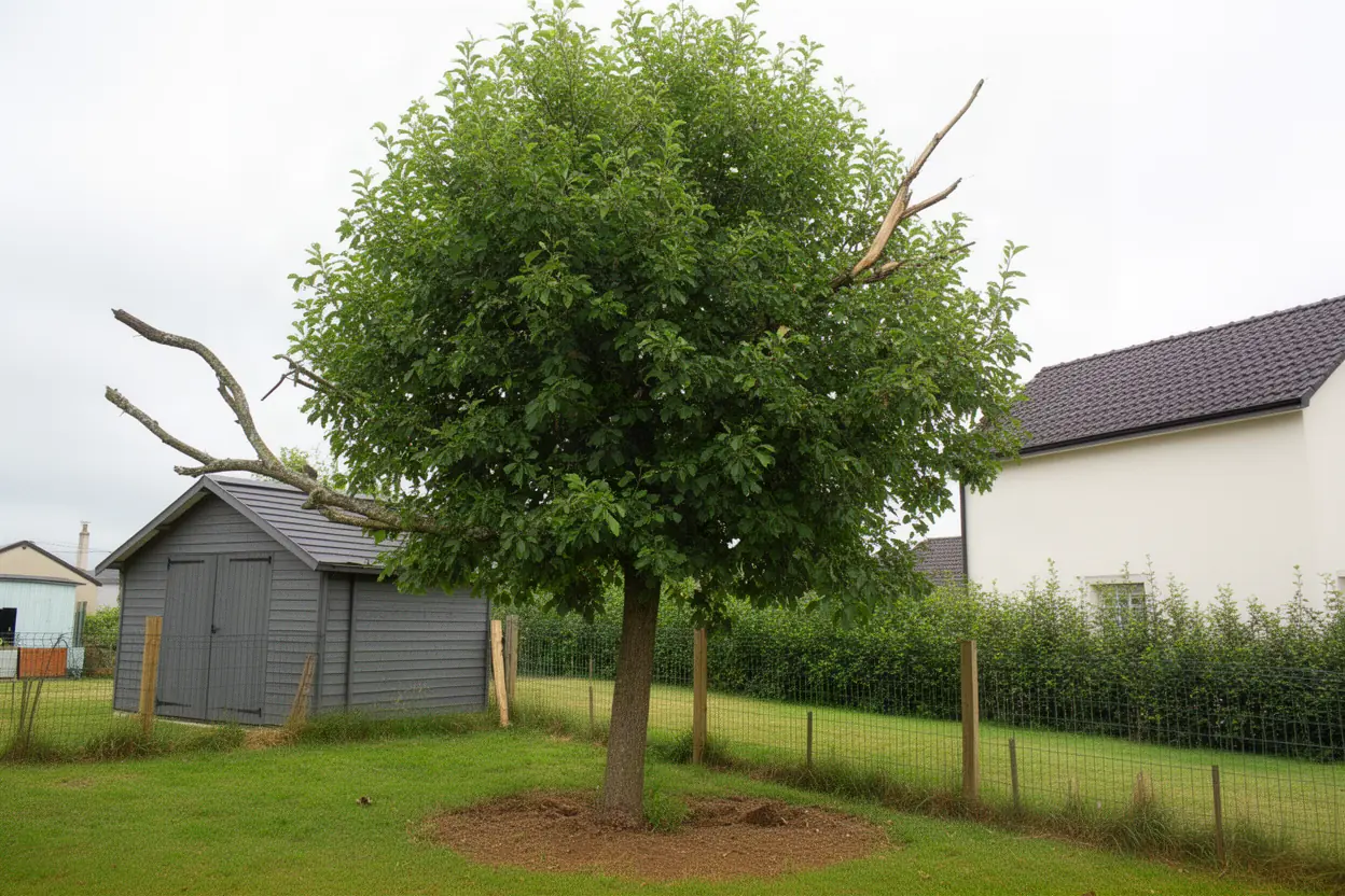 Avant, branches serrées près d’un abri à Vouneuil-sous-Biard