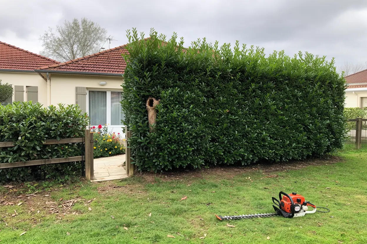 Haie entretenue le long du jardin à Mignaloux-Beauvoir