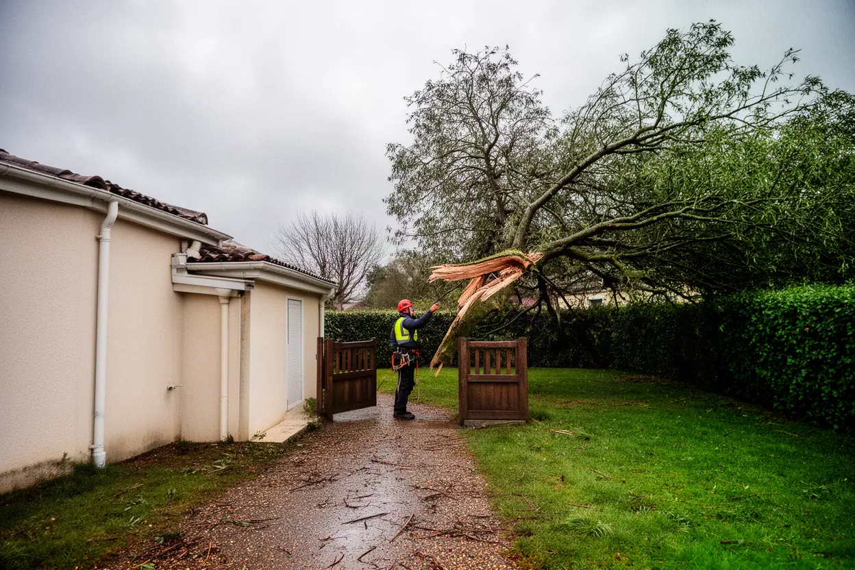 Branche cassée sécurisée après un coup de vent à Poitiers