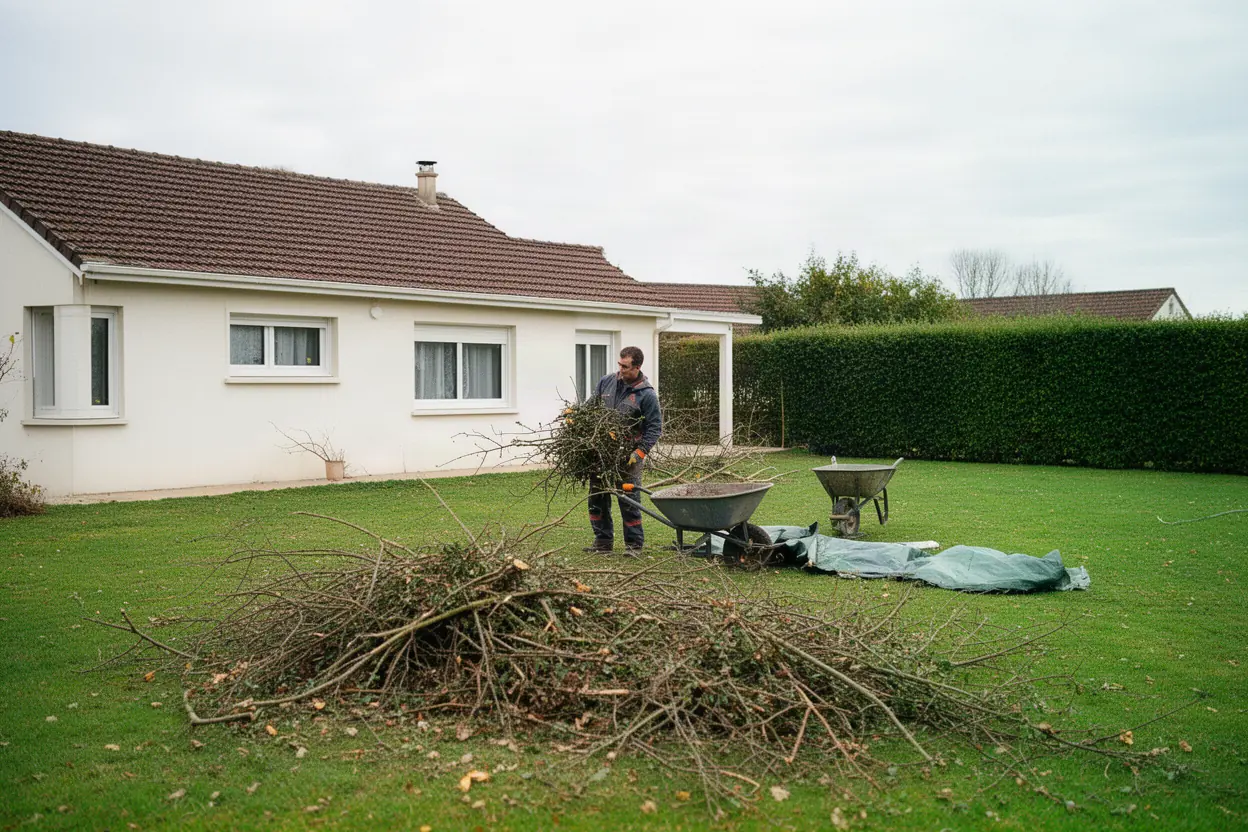Broyage de branches jardin Saint-Benoît